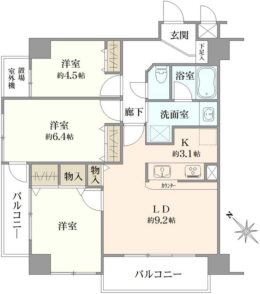 ネオマイム鶴見中央センターコートの間取図