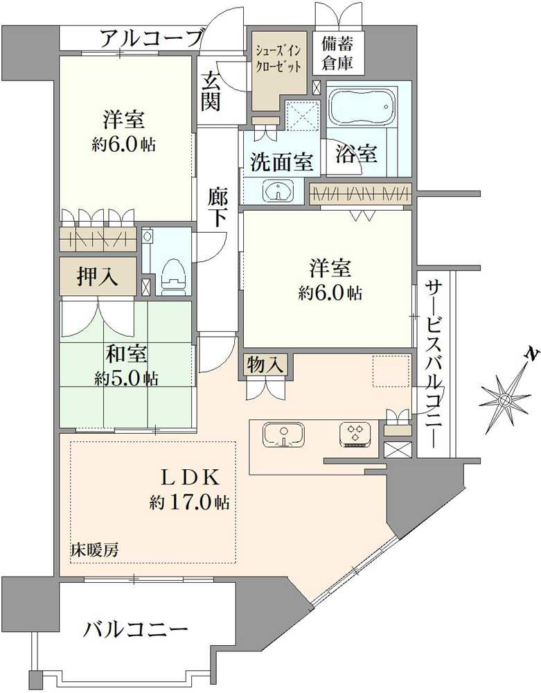 グランレ・ジェイド高槻天神の間取図