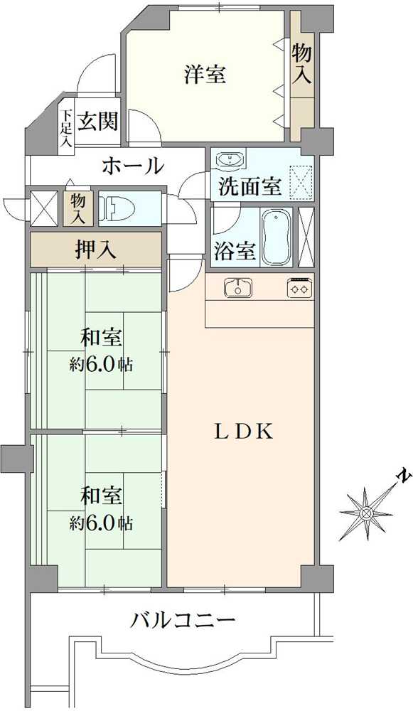 ハイロイヤル緑地公園パート2A棟の間取図