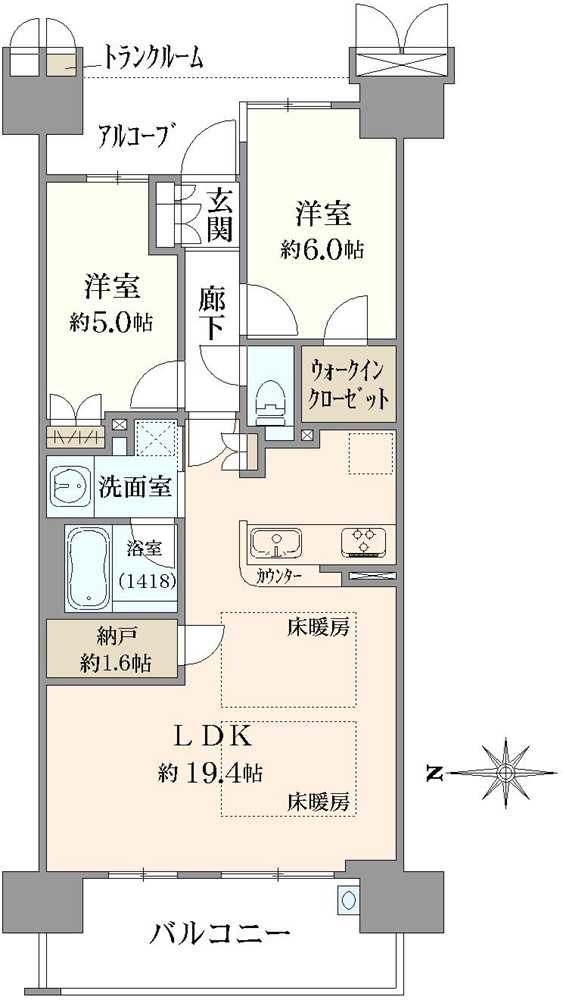 リバーガーデン福島木漏れ日の丘C棟の間取図