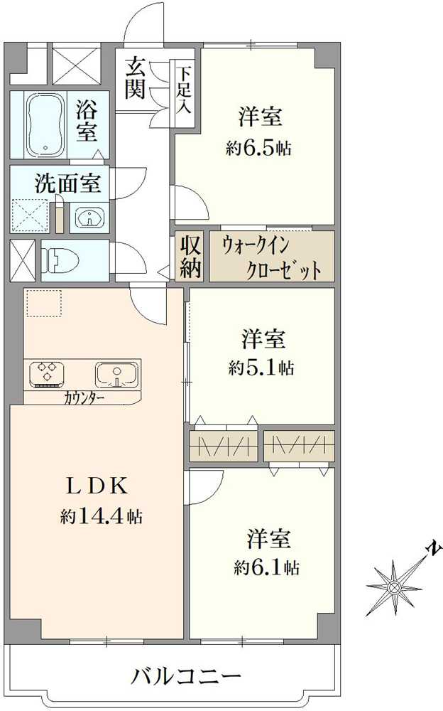 第2コープ調布E棟の間取図