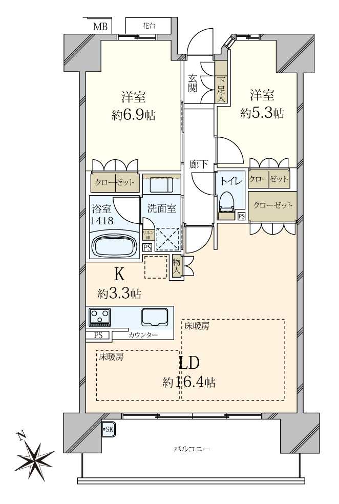 パークナード阿倍野天王寺町南レーヴの間取図