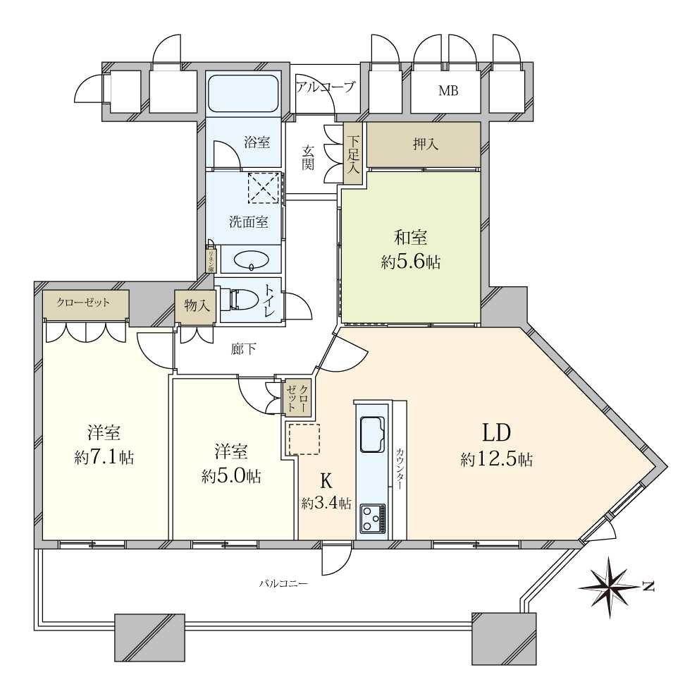 上本町ヒルズマークの間取図