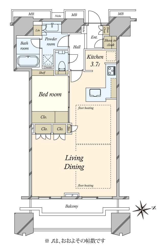 富久クロスコンフォートタワーの間取図