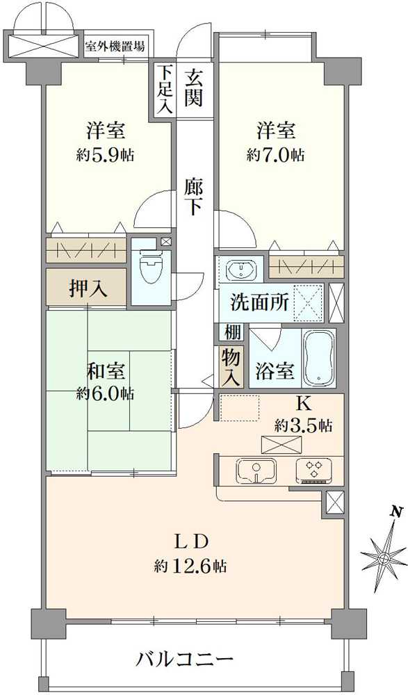 京都北白川アーバンコンフォートの間取図