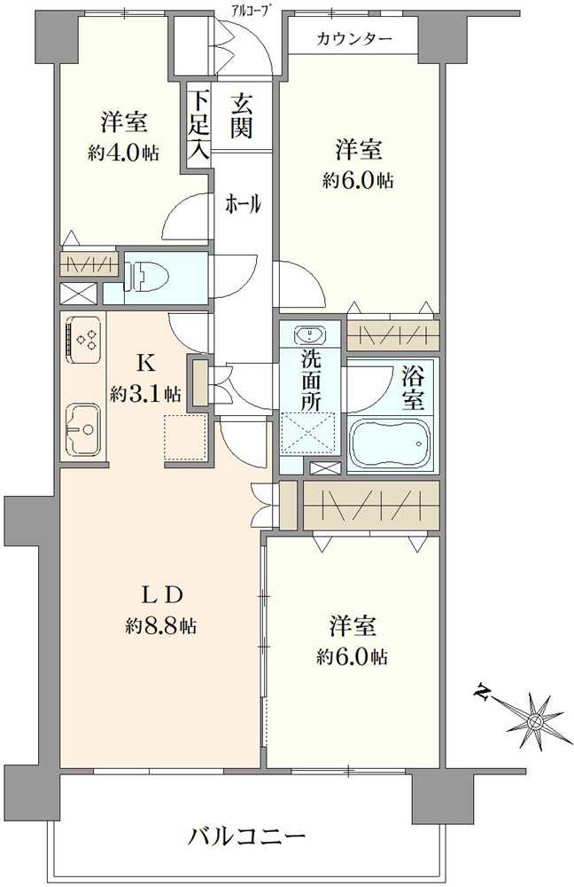 二俣川パーク・ホームズ壱番館の間取図