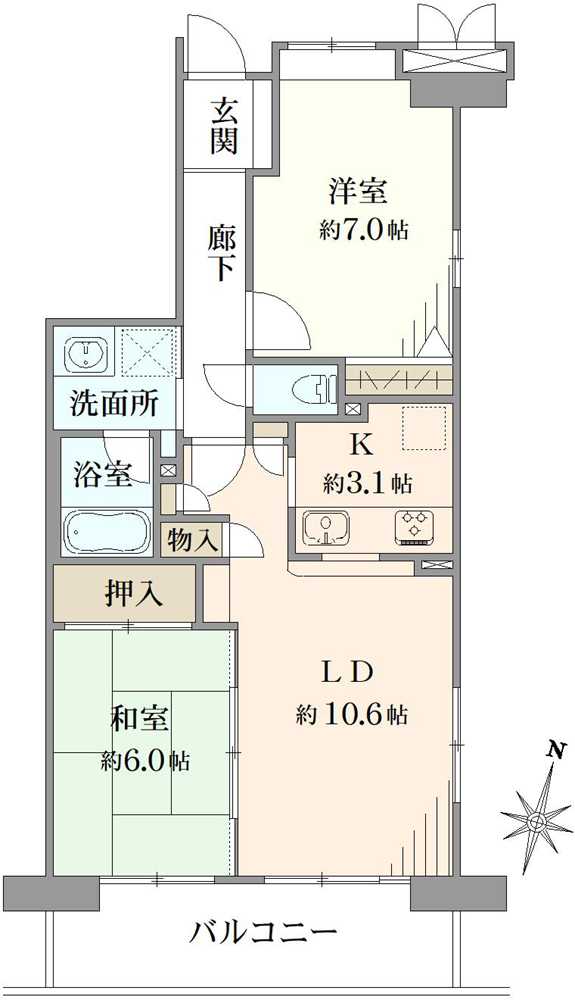 ルイシャトレ鶴見ウエストコートの間取図