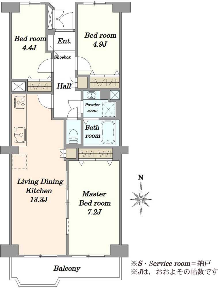 ボナハイツ中川3号棟の間取図
