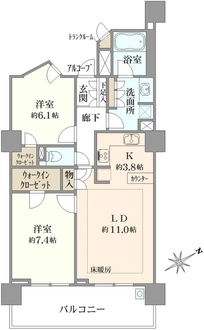 京急シティ上永谷Lウィングウエストウィングの間取図
