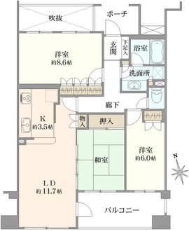 デュオ・フィールズ　フォンテ・コートの間取図
