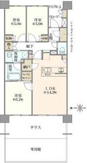 浦和常盤ザ・レジデンス　ウエストレジデンスの間取図