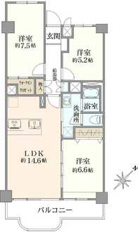 コープ野村夏見5号棟の間取図
