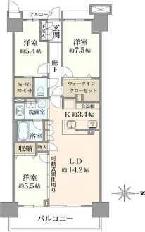 プラウドシティ南山B棟の間取図