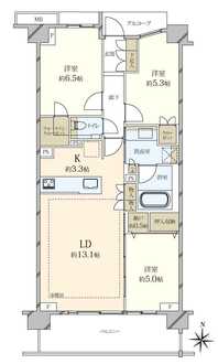 プラウド弦巻三丁目の間取図
