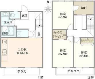 コープ野村清水町B号棟の間取図