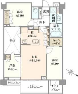 世田谷喜多見ザ・テラスの間取図