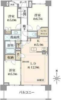 プラウド光が丘ディアージュの間取図