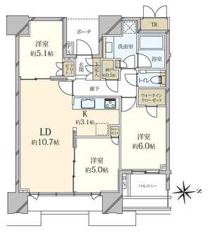 DEUX　TOURS（ドゥ・トゥール）EASTの間取図