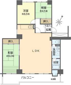 佃第2コーポ四号棟の間取図