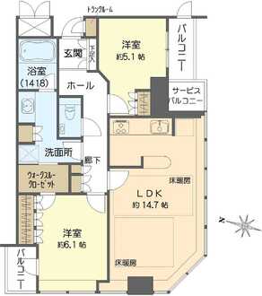 ディーグラフォート大阪N.Y.タワーHIGOBASHIの間取図