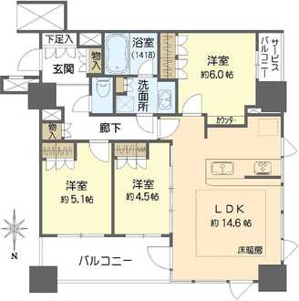 プレサンスレジェンド堺筋本町タワーの間取図