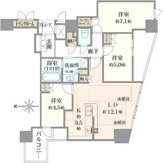 プラウドタワー北浜の間取図