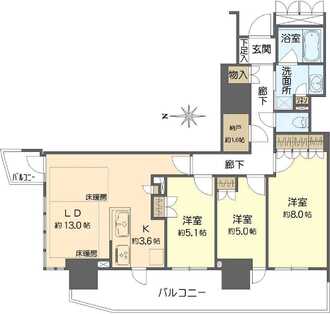 ローレルタワー堺筋本町の間取図