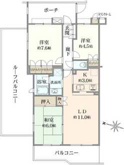 テラス鷺ノ宮ラディウスの間取図