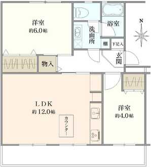 港南台めじろ団地48号棟の間取図