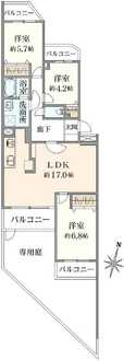 グラン・ドムール横浜六ツ川の間取図