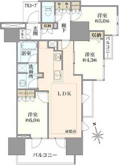 プラウド新宿牛込柳町の間取図