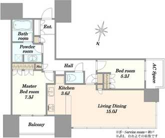赤坂タワーレジデンストップオブザヒルの間取図