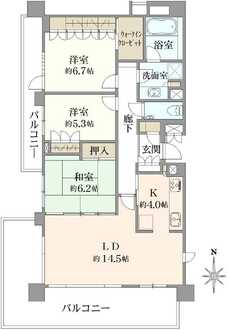 サンウッド市川真間グリーンヒルズB棟の間取図