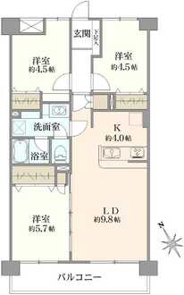 コープ野村本八幡マンション1号棟の間取図