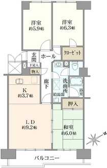 シティコープ清新15号棟の間取図
