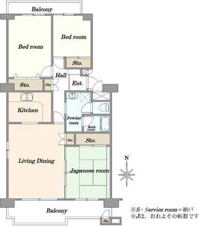 清新北ハイツ2号棟の間取図