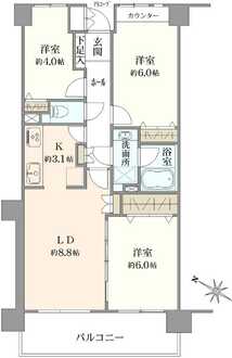 二俣川パーク・ホームズ壱番館の間取図
