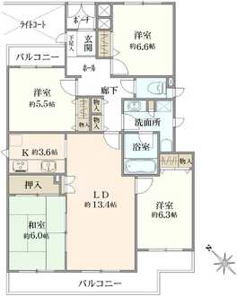 コスモ南万騎ヶ原セカンドプレイスの間取図