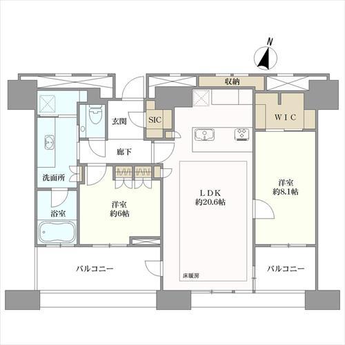アイランドシティ　オーシャン＆フォレストタワーレジデンスＷＥＳＴの間取図