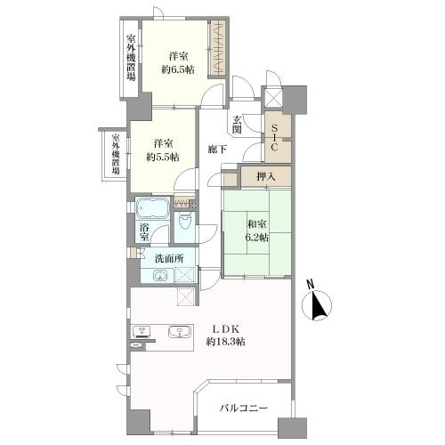 コアマンションアクアヒルズ室見の間取図