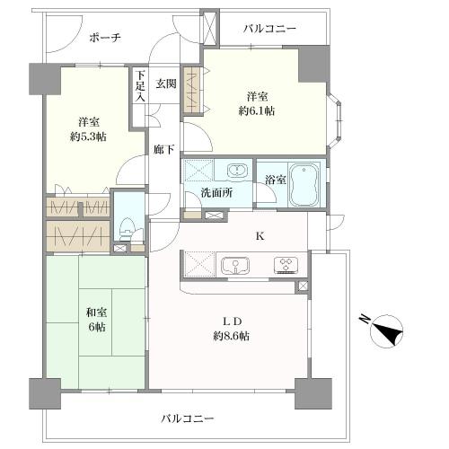 平塚八重咲町三和プラザの間取図