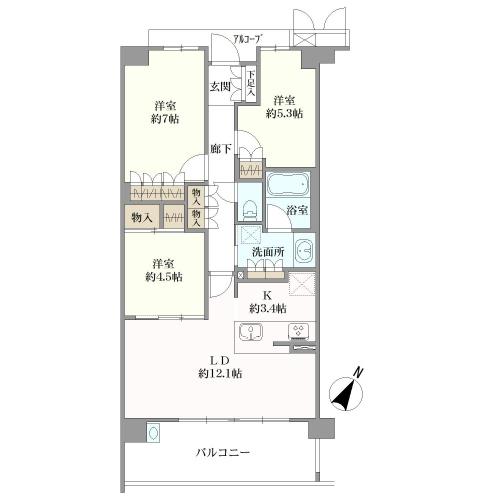 ヴィークコート一社の間取図