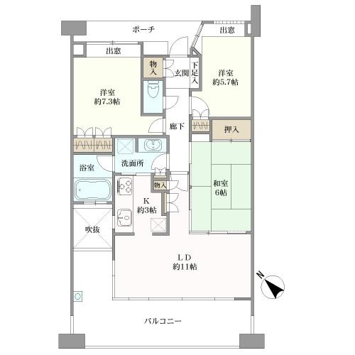 庚午中パーク・ホームズ［ガーデンズコート］の間取図