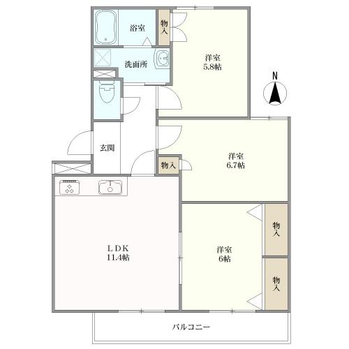 京都ロジュマン島町Ｂ棟の間取図