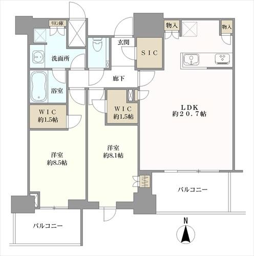 グランドメゾン上町台ザ・タワーの間取図