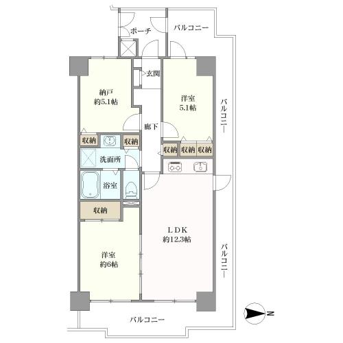 シテイハイツ住之江参号棟の間取図