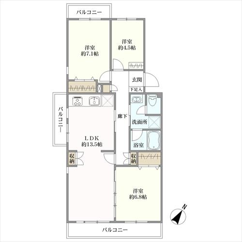 港北ニュータウンみずきが丘住宅の間取図