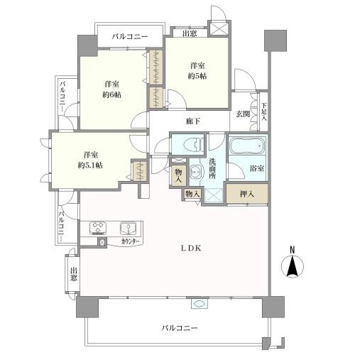 ライオンズマンション伝馬町の間取図