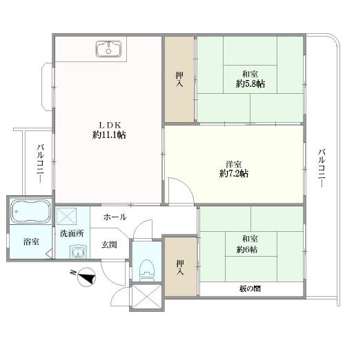 新檜尾台第一次住宅１４号棟の間取図