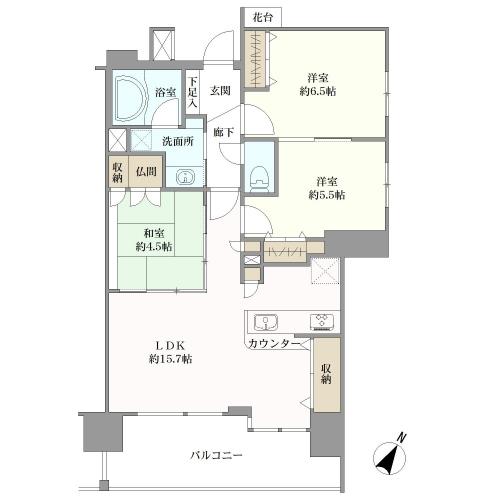 セレッソコート芦屋竹園の間取図